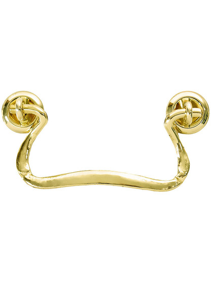 Swan-Neck Brass Bail Pull with Eyelet Posts - 3 inch Center-to-Center.