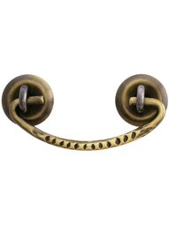 Notched Brass Bail Pull with Eyelet Posts in Antique-by-Hand - 2" Center-to-Center