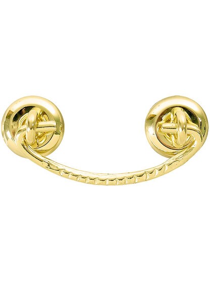 Notched Brass Bail Pull with Eyelet Posts - 2 inch Center-to-Center.