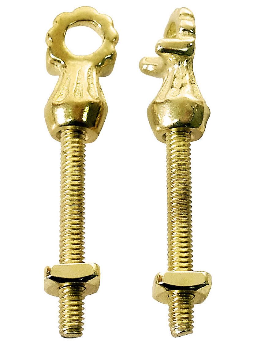 Fancy Brass Eye Bolts with Nuts | Pack of 2 | Screw Eye Hook | Antique  Eyelet Screw for Bail Pulls & Some Other Furniture | FB2-B