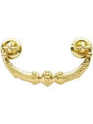 Decorative Brass Bail Pull with Round Rosettes - 3" Center-to-Center