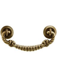 Decorative Cast Brass Bail Pull in Antique-by-Hand - 3" Center-to-Center