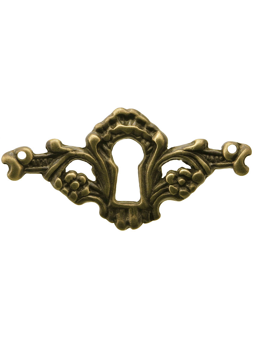 ANTIQUE VICTORIAN BRASS KEYHOLE COVER 