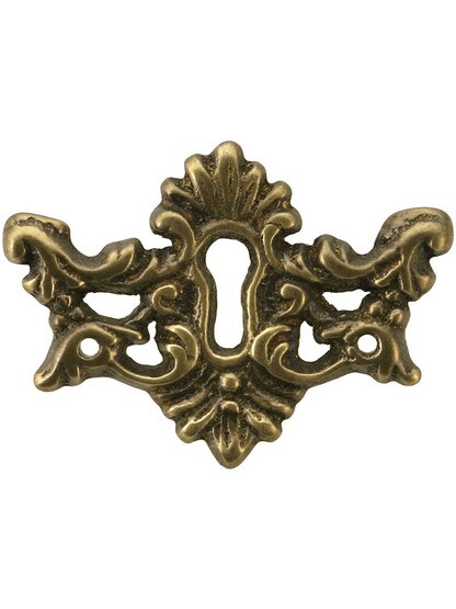 Decorative Solid Brass Keyhole Cover in Antique-By-Hand Finish.