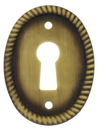 Oval Vertical Rope-Pattern Keyhole Cover in Antique-By-Hand - 1 1/8" x 1 1/2"