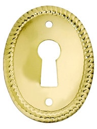 Oval Vertical Rope-Pattern Keyhole Cover - 1 1/8" x 1 1/2"