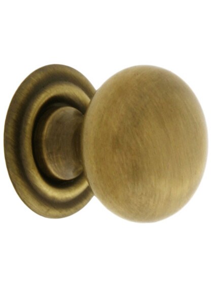 Extra Small Brass Cabinet Knob With Rosette in Antique-By-Hand - 5/8 inch Diameter