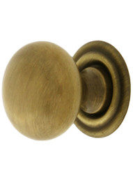 Extra Small Brass Cabinet Knob With Rosette in Antique-By-Hand - 5/8" Diameter