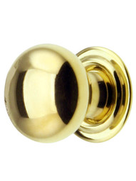 Extra Small Brass Cabinet Knob With Rosette - 5/8 inch Diameter