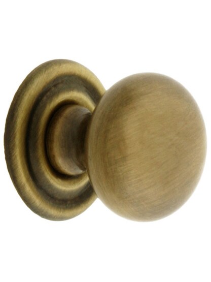 Small Brass Cabinet Knob With Rosette in Antique-By-Hand - 3/4 inch Diameter.