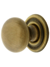 Small Brass Cabinet Knob With Rosette in Antique-By-Hand - 3/4" Diameter
