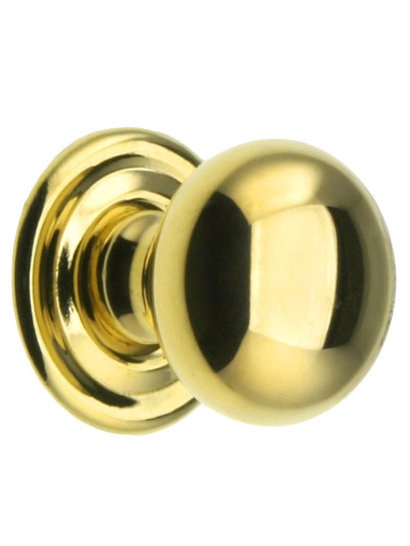 Small Brass Cabinet Knob With Rosette - 3/4 Diameter