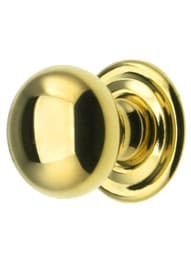 Small Brass Cabinet Knob With Rosette - 3/4 inch Diameter