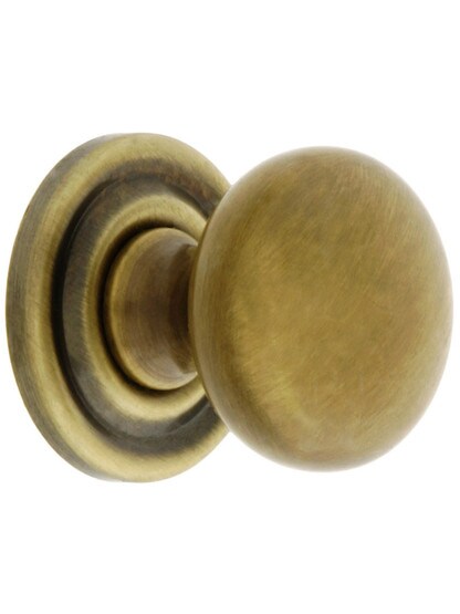 Medium Size Brass Cabinet Knob With Rosette in Antique-By-Hand - 1 inch Diameter