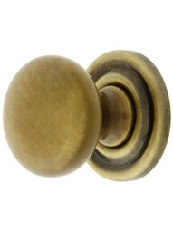 Medium Size Brass Cabinet Knob With Rosette in Antique-By-Hand - 1" Diameter