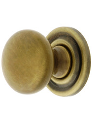 Medium Size Brass Cabinet Knob With Rosette in Antique-By-Hand - 1 inch Diameter