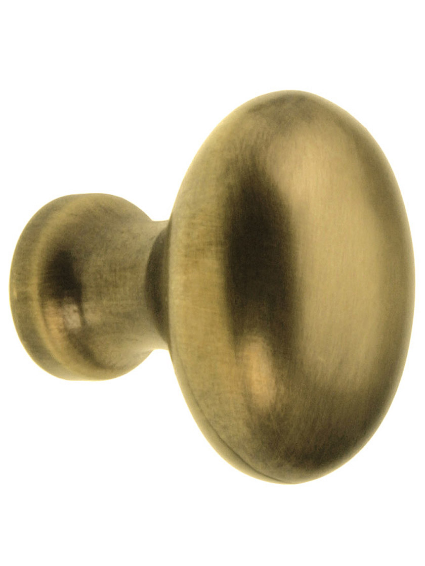 Solid Brass Oval Cabinet Knob in Antique-By-Hand - 1 1/4" x 7/8"