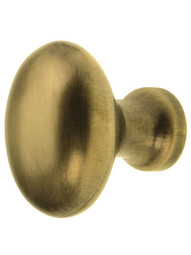 Solid Brass Oval Cabinet Knob in Antique-By-Hand - 1 1/4 inch x 7/8 inch