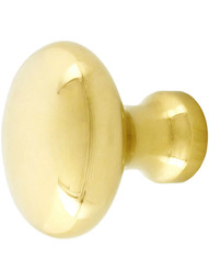 Solid Brass Oval Cabinet Knob - 1 1/4 inch x 7/8 inch