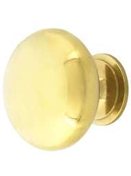 Small Classic Brass Cabinet Knob - 1" Diameter