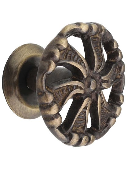 Pinwheel Cabinet Knob in Antique-By-Hand - 1 1/2 inch Diameter.
