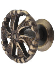 Pinwheel Cabinet Knob in Antique-By-Hand - 1 1/2 inch Diameter.