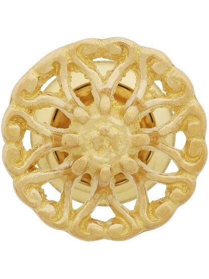 Alternate View 2 of Cast Brass Ornate Cabinet Knob - 1 1/4 inch Diameter.