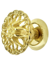 Cast Brass Ornate Cabinet Knob - 1 1/4 inch Diameter.