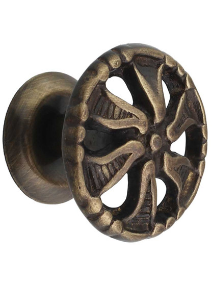 Small Pinwheel Cabinet Knob in Antique-By-Hand - 1 3/8" Diameter