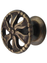 Small Pinwheel Cabinet Knob in Antique-By-Hand - 1 3/8" Diameter