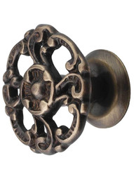 Rococo Style Cabinet Knob in Antique-By-Hand - 1 1/2" Diameter