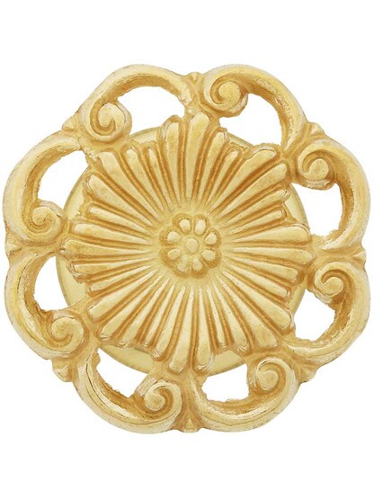 Alternate View 2 of Cast Brass Ornate Cabinet Knob - 1 3/8 inch Diameter.