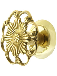 Cast Brass Ornate Cabinet Knob - 1 3/8 inch Diameter.