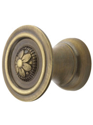 Small Flower Design Cabinet Knob in Antique-By-Hand - 1" Diameter