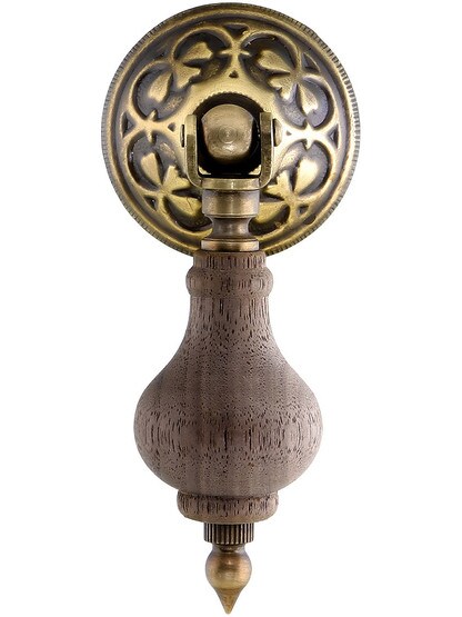 3 inch Walnut Tear Drop Pull With Eastlake Rosette In Antique-By-Hand Finish