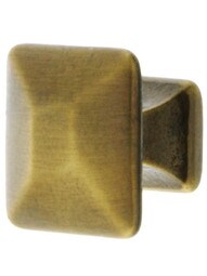 Small Pyramid Style Cabinet Knob in Antique-By-Hand - 1 inch Square