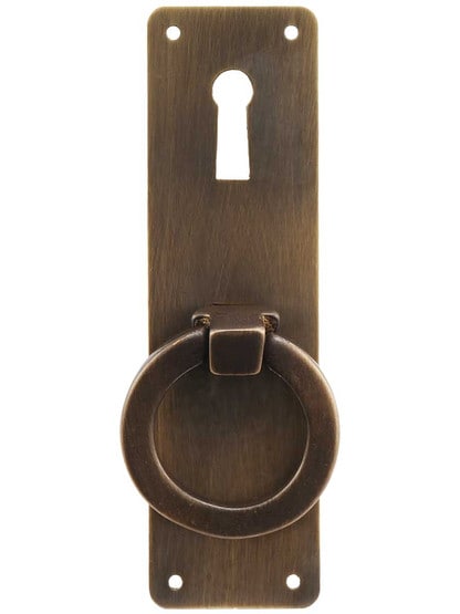 Mission-Style Vertical Cabinet Ring Pull in Antique-by-Hand.