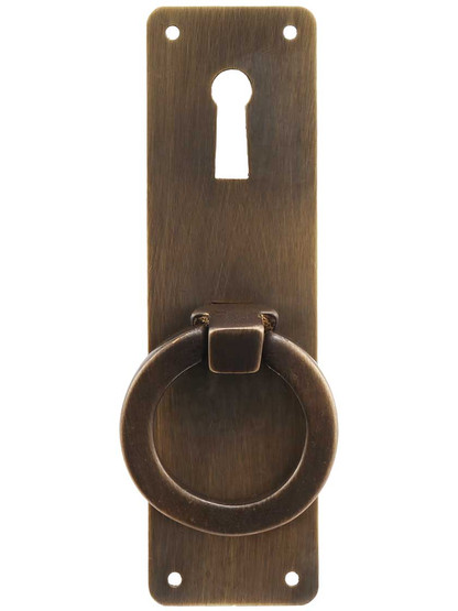 Mission-Style Vertical Cabinet Ring Pull in Antique-by-Hand