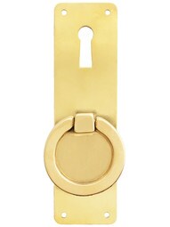 Mission-Style Vertical Cabinet Ring Pull in Unlacquered Brass