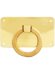 Mission-Style Horizontal Drawer Ring Pull in Unlacquered Brass