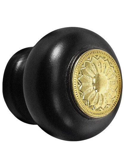 Standard Ebonized Wood Knob with Decorative Brass Insert.