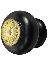 Standard Ebonized Wood Knob with Decorative Brass Insert