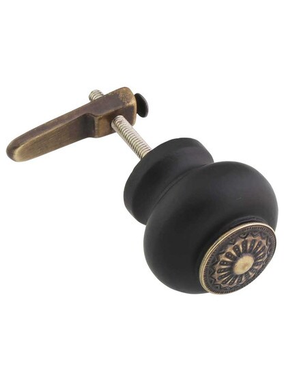 Cupboard Turn with Large Ebonized Wood Knob in Antique-by-Hand.