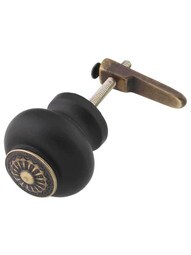 Cupboard Turn with Large Ebonized Wood Knob in Antique-by-Hand