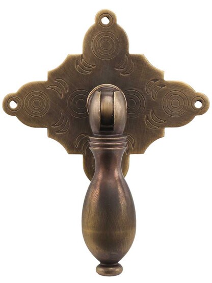 Large William and Mary Drop Pull With Back Plate In Antique-by-Hand.