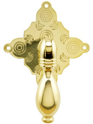 Large William and Mary Drop Pull With Back Plate In Unlacquered Brass Finish