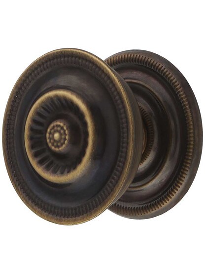Large Federal Style Knob and Backplate in Antique-By-Hand - 1 5/8-Inch Diameter.