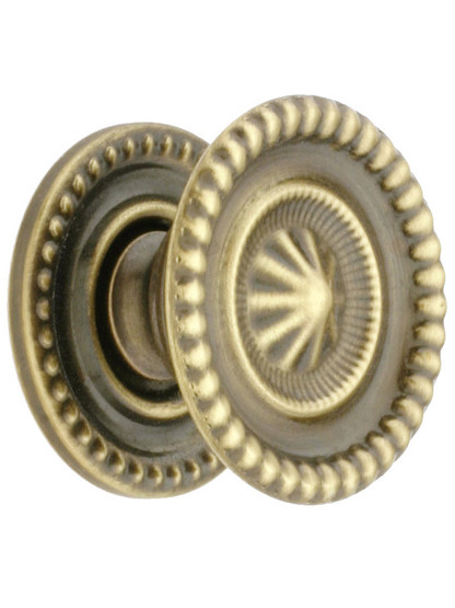 Medium Federal Style Knob & Backplate in Antique-By-Hand - 1 1/4-Inch Diameter