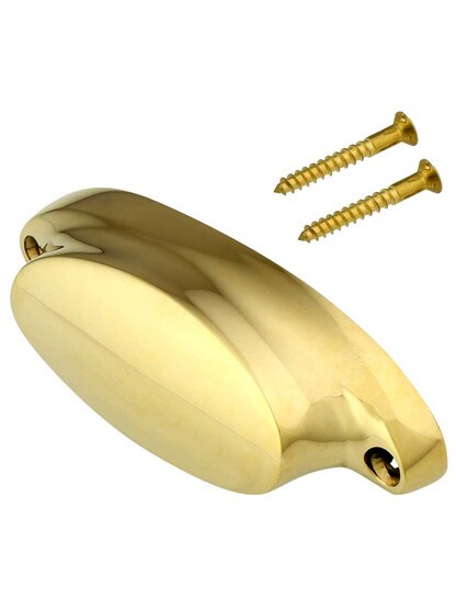 Alternate View 2 of 3 5/8 inch Cast Brass Oval Bin Pull With Choice of Finish