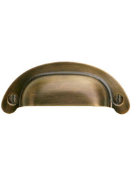 3 1/16-Inch Stamped Brass Bin Pull In Antique-By-Hand - 2 1/2-Inch Center-to-Center.
